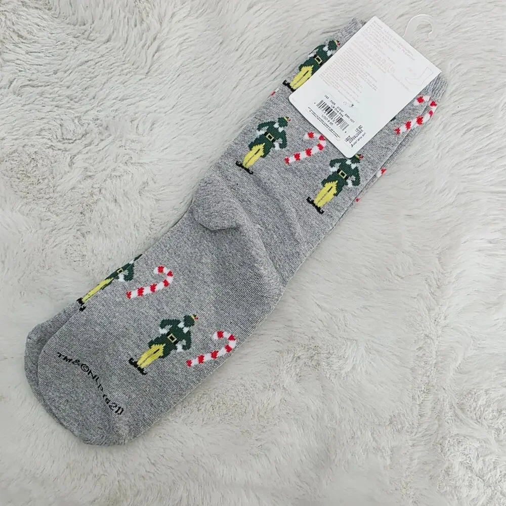 American Eagle Gray Angry Elf Holiday Crew Socks NWT One Size Unisex Christmas